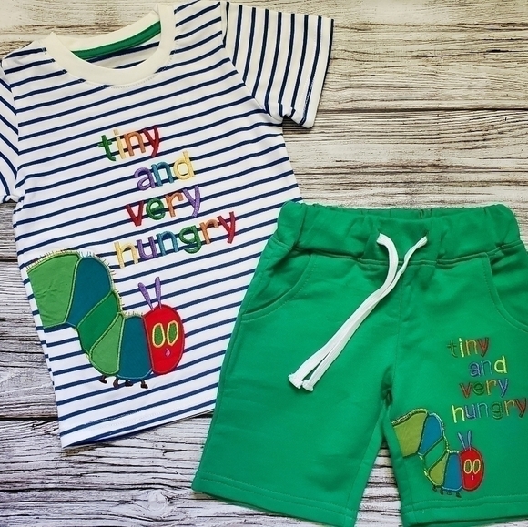 The Very Hungry Caterpillar T-Shirt Shorts Outfit Handmade Strawberry Picking - Picture 7 of 10